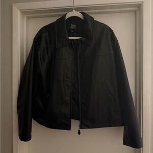 BDG Black Faux Leather Zip Jacket